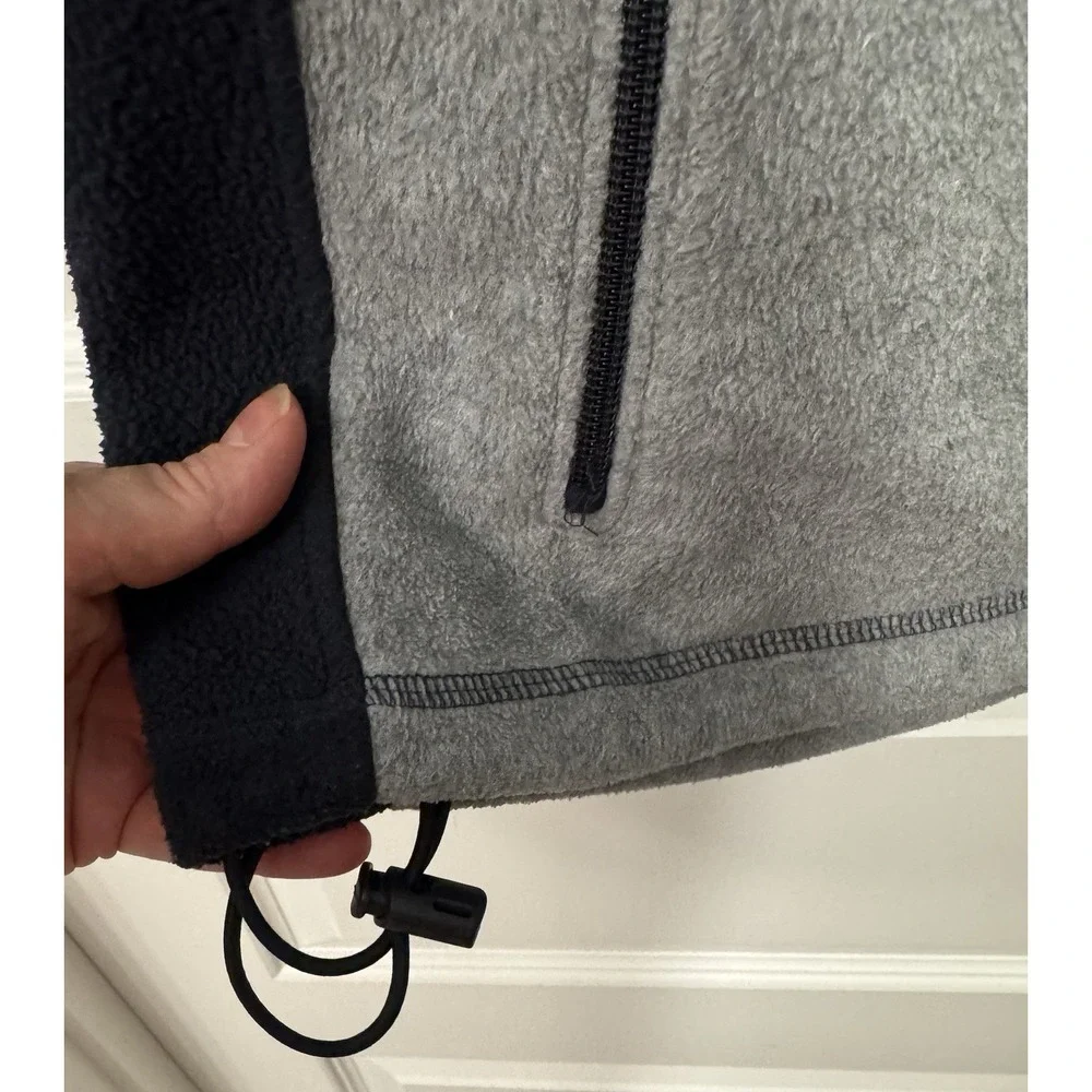 GAP Boys Fleece Jacket Pullover 1/4 Zip Gray Navy Long Sleeve Medium 7 8 Preppy